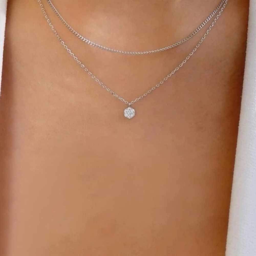 Silver layered necklace